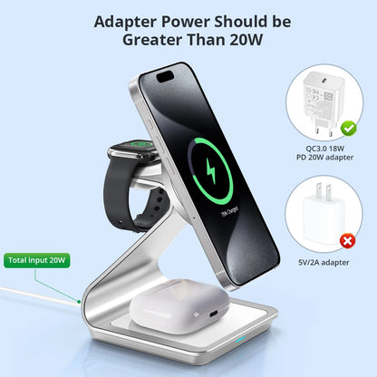 Bonola Magnetic 3 in 1 Wireless Charger for iPhone 15/13/14 Pro Max/12 30W Wireless Charging Station for Apple Watch/AirPods Pro