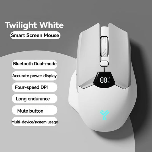 Wireless Bluetooth Mouse, Smart Screen Display, Dual Mode Mute Button, 600mAh Lithium Battery, Office Mouse for Tablet, Notebook