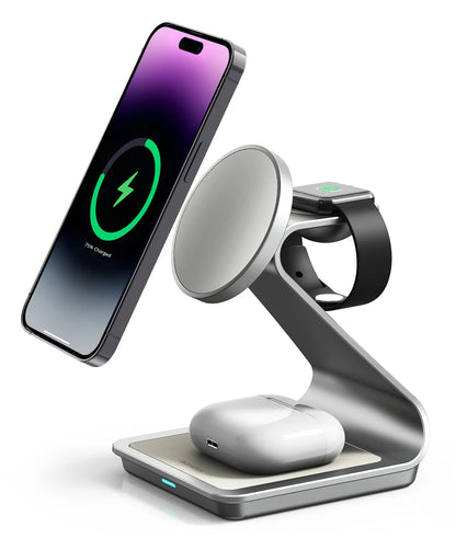 Bonola Magnetic 3 in 1 Wireless Charger for iPhone 15/13/14 Pro Max/12 30W Wireless Charging Station for Apple Watch/AirPods Pro